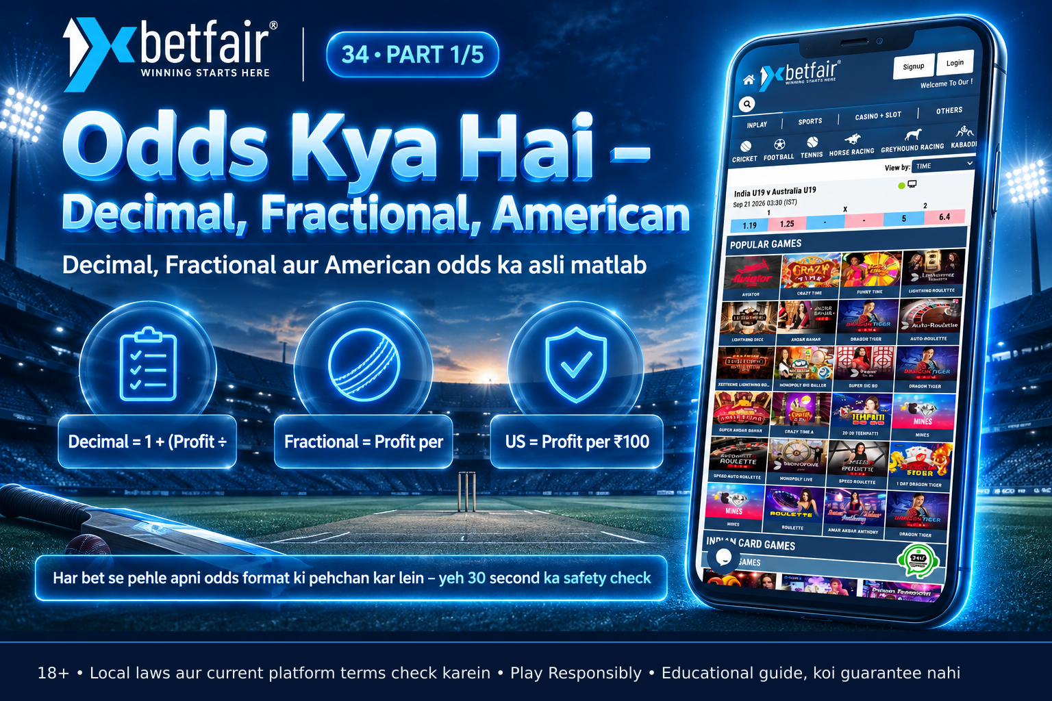 Read more about the article 2026 Guide: Decimal, Fractional aur American Odds Kaise Bhi Padhain – 1xbetfair.com