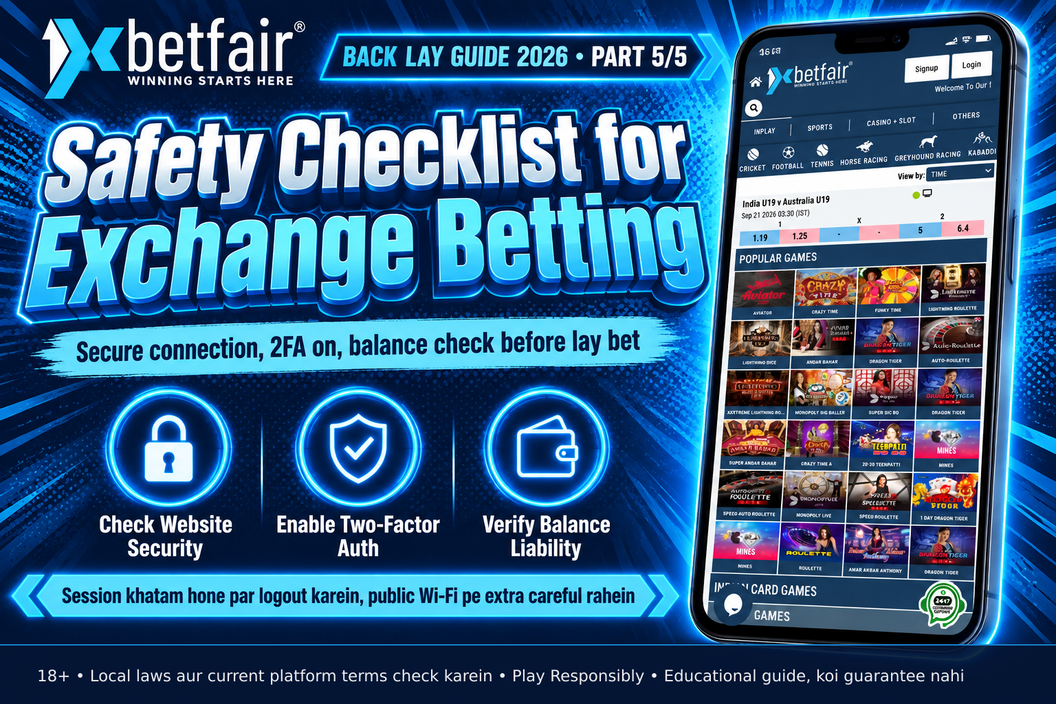 Mobile phone displaying an official app store page with the 1xbetfair application visible, showing install button but no readable text or logos